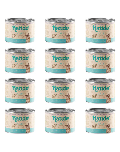 KATIDO Teľacie mäso 12x200g krmivo pre mačky