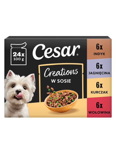 CESAR Creations Mix Chutí (hovädzina, kurča, jahňacina, moriak) 24 x 100g krmivo pre dospelých psov