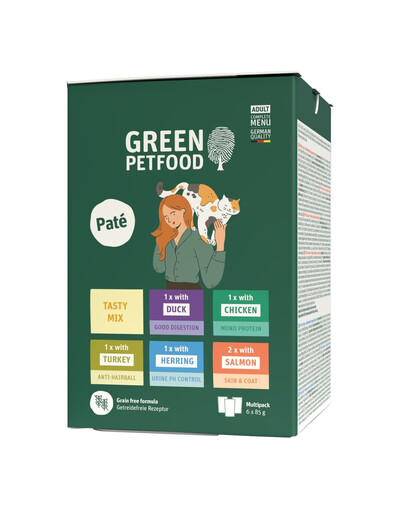 GREEN PETFOOD Cat Multipack Paté Tasty Mix 6x85 g paštéta pre mačky