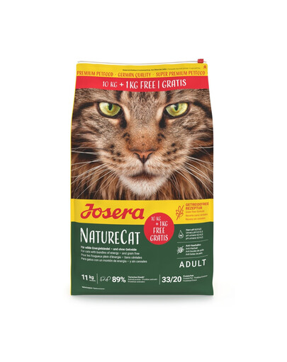JOSERA NatureCat 10 kg + 1 kg suché krmivo pre mačky bez obilnín