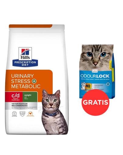 HILL'S Prescription Diet Feline c/d Urinary Stress + Metabolic 8 kg + podstielka pre mačky 6 kg ZADARMO