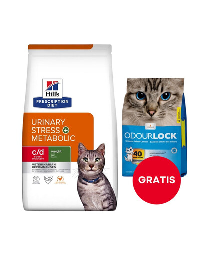 HILL'S Prescription Diet Feline Urinary Stress + Metabolic c/d Stress Multicare 8 kg + podstielka pre mačky 6 kg ZADARMO