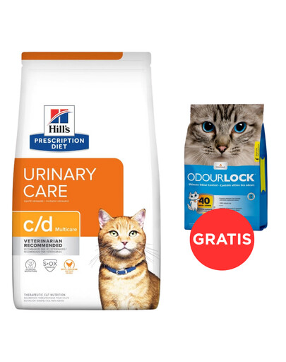 HILL'S Prescription Diet Feline c/d Multicare Urinary Stress 8 kg + podstielka pre mačky 6 kg ZADARMO