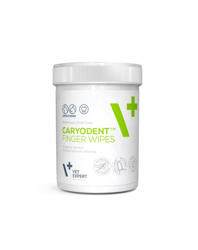 VET EXPERT Caryodent Finger Wipes 50 ks čistiace obrúsky na zuby pre psov a mačky