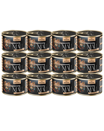 MAU Paštéta a Filet Kačica s brusnicami a medovkou 12x185 g krmivo pre kastrované mačky