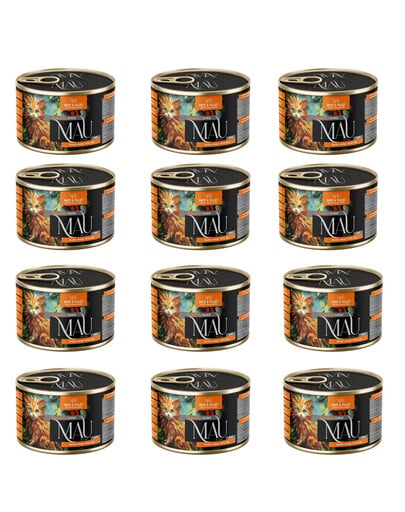 MAU Paštéta a Filet Kačka s mangom a divokou ružou 12x185 g krmivo pre mačiatka