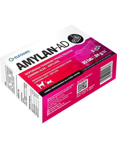 EUROWET Amylan-AD 30 tab. tablety podporujúce trávenie a činnosť pankreasu pre psov a mačky