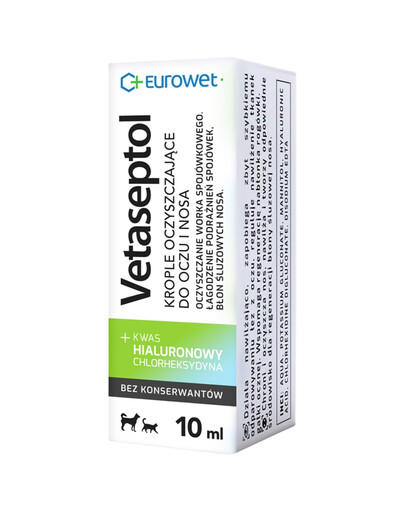 EUROWET Vetaseptol 10 ml kvapky čistiace na oči a nos pre psov a mačky