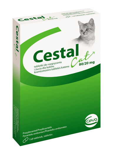 CESTAL Cat Tablety na odčervenie pre mačky 8 tab.