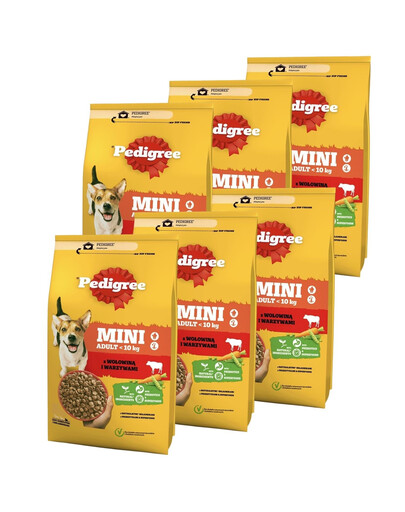 PEDIGREE Adult Mini 6x2,6 kg pre psy malých plemien s hovädzím mäsom a zeleninou