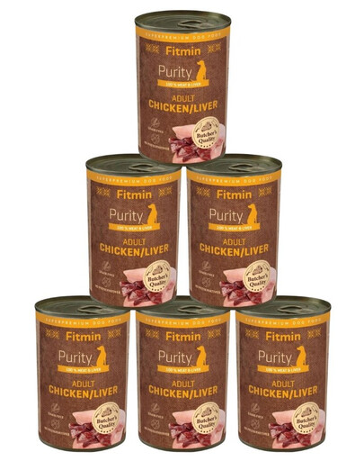 FITMIN Purity Adult Chicken with Liver 6x400 g kuracie krmivo s pečeňou pre psov