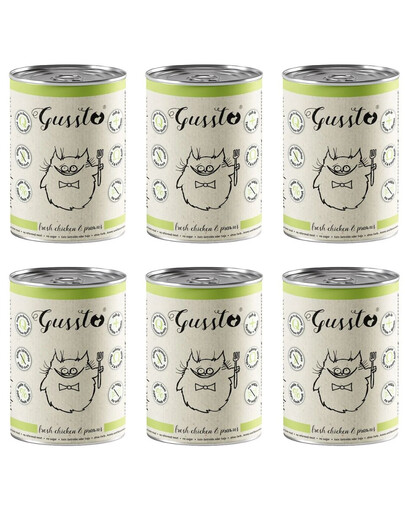 GUSSTO Cat Fresh Chicken krmivo pre mačky s krevetami, kuracím mäsom a krevetami 6x400 g