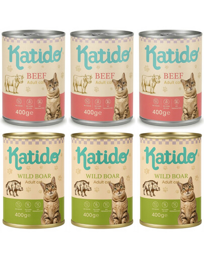 KATIDO Adult Cat Sada s červeným mäsom 6 x 400 g krmivo pre mačky