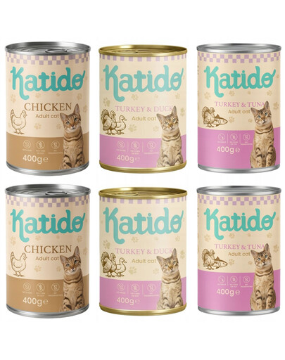KATIDO Adult Cat Mix príchutí s hydinovým mäsom 6 x 400 g krmivo pre mačky