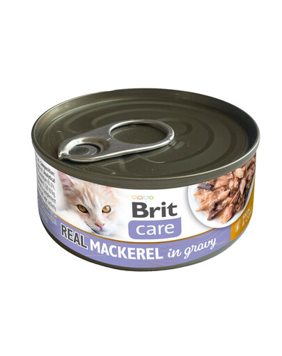 BRIT Care Cat Real Mackerel in Gravy 80 g filety z makrely vo vývare, mokré krmivo pre mačky