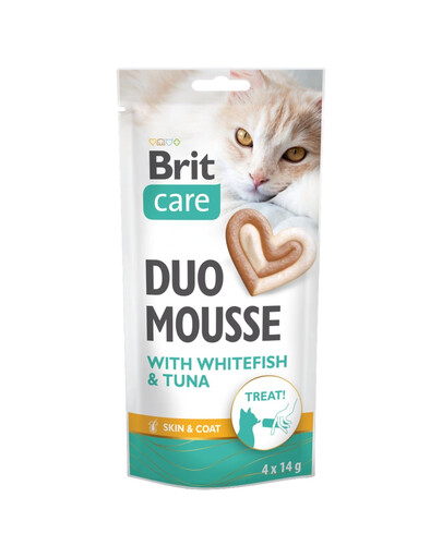 BRIT Care Cat Creamy Duo Mousse Whitefish and Tuna 4x14 g krémová maškrta z bielych rýb a tuniaka pre mačky