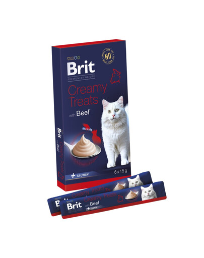 BRIT Premium by Nature Cat Creamy Treats with Beef 6x15 g krémová hovädzia maškrta pre mačky