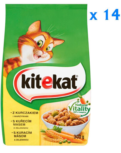 KITEKAT Suchy kurczak i warzywa 0.3 kg x14