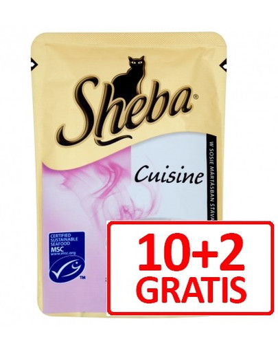 SHEBA Cuisine s lososem v omáčke 85 g x 10 + 2 ZADARMO!