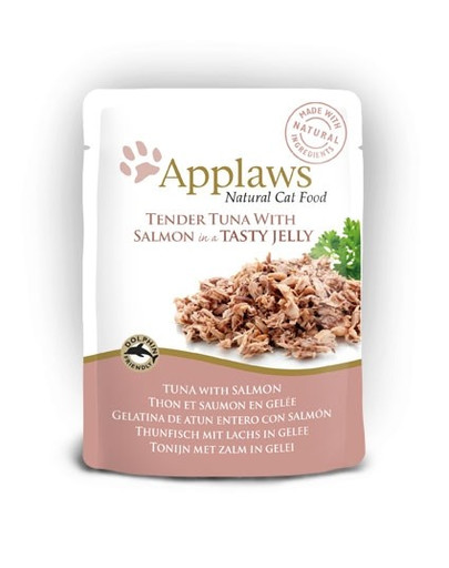 APPLAWS Taštička pre mačky I Tuniak a losos v želé 70 g