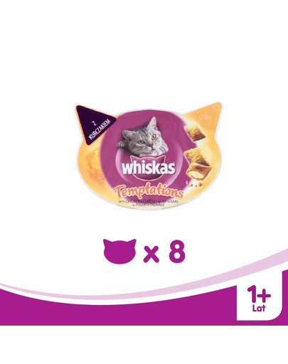 WHISKAS Temptations kuracie a syr 60g x8