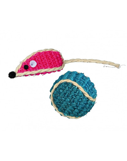 TRIXIE myška a lopta so sisalom, 5cm