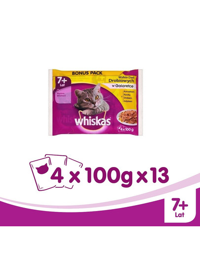 WHISKA senior hydina v želé 4 x 100g x13