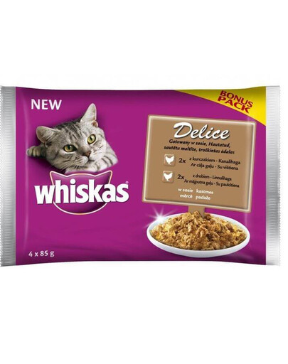 WHISKAS Delice drób gotowany w sosie 4 x 85g