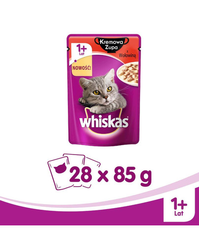 WHISKAS Krémová polievka s hovädzím mäsom 85g x28