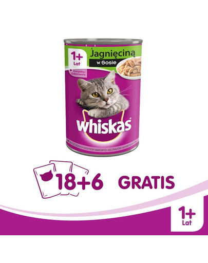 WHISKAS jahňacie v omáčke 400 gx 18 + 6 ZADARMO