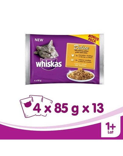WHISKAS Delice opiekane mięsa 4 x 85g x13