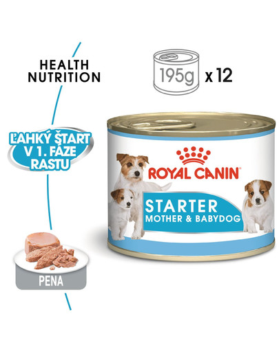 ROYAL CANIN Starter Mousse 195g konzerva pre brezivé alebo dojčace suky a šteňatá