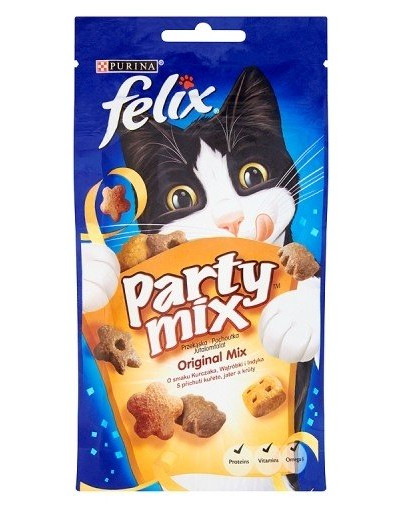 FELIX Party Mix Orginal Mix, s príchuťou kuracieho mäsa, syra a morčacieho mäsa