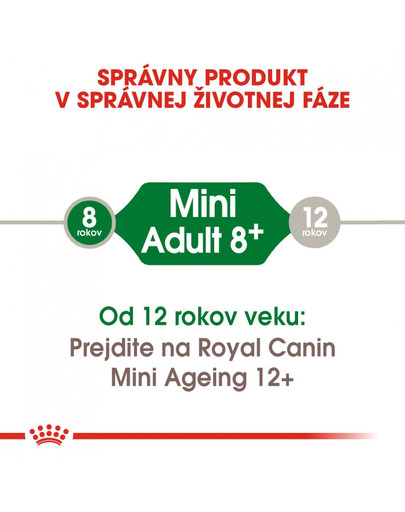 ROYAL CANIN Mini Adult 8+ 8kg granuly pre dospelé starnúce psy