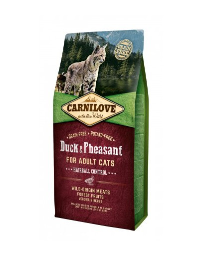 CARNILOVE Cat Grain Free Duck & Pheasant Adult Hairball Control 6kg