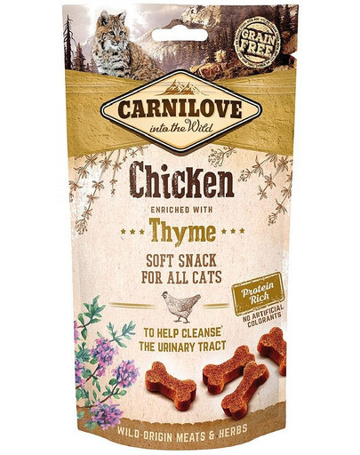 CARNILOVE Semi moist snacks 50 g Maškrty s kuracím mäsom a tymianom