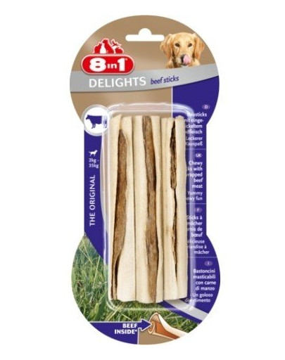 8in1 Maškrta Beef Delights Bone Sticks 3ks