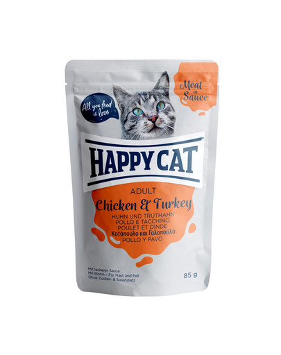 HAPPY CAT Meat in sauce Adult Huhn & Truthahn 85 g kura a morka