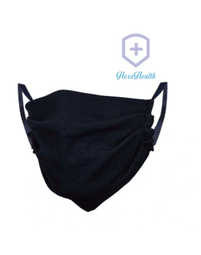 HEXA HEALTH Ochranné dvojvrstvové bavlnené rúško, čierne