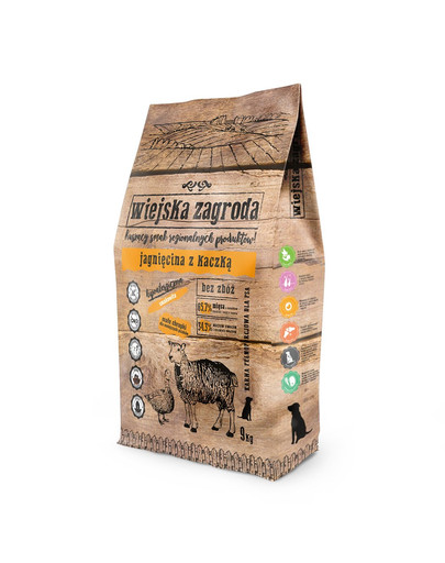 WIEJSKA ZAGRODA Krmivo pre psov malých a stredných plemien, jahňacie a kačica 9 kg