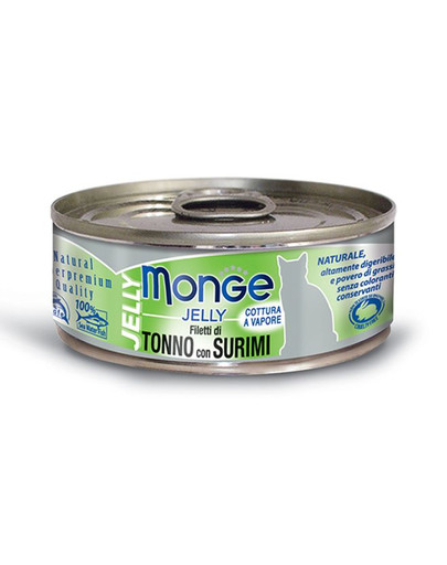 MONGE Jelly Cat Tuniak a krabie tyčinky 80g
