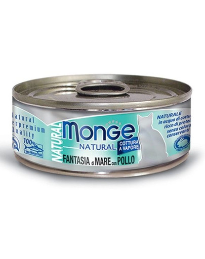 MONGE Natural Cat Morské plody a kuracie 80g