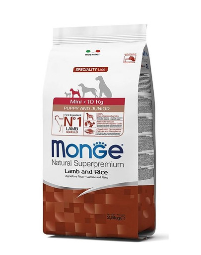 MONGE Mini Puppy Jahňacie a ryža 2,5 kg