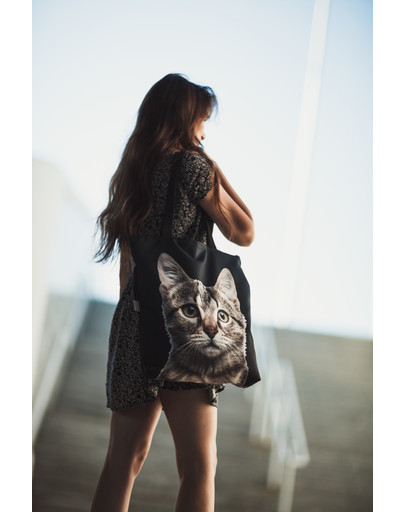 FERA Nákupná taška šedá mačka