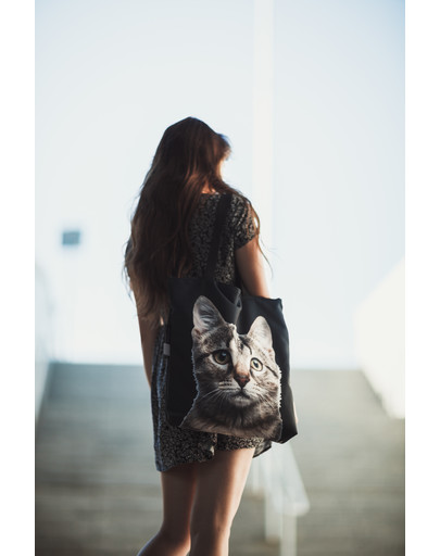 FERA Nákupná taška šedá mačka