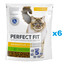 PERFECT FIT Sensitive 1+ 6x750 g kompletné suché krmivo pre dospelé mačky, bohaté na morčacie mäso