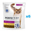 PERFECT FIT Antihairball 1+ 6x750 g kompletné suché krmivo pre dospelé mačky bohaté na kuracie mäso