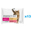 PERFECT FIT Adult 52x85g vrecko krmiva pre mačky v omáčke s kuracím mäsom a hráškom, s hovädzím mäsom a mrkvou