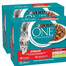 PURINA ONE Sterilcat 24x85g s hovädzinou a mrkvou, s lososom a mrkvou, s moriakom a zelenou fazuľkou, mokrá strava pre mačky po sterilizácii