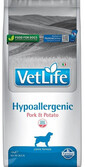 VetLife Hypoallergenic Pork Potato dla dorosłych psów 12kg
